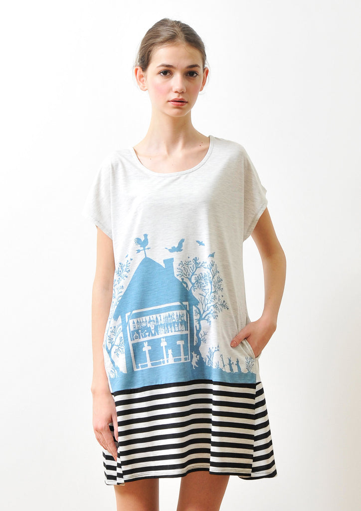 A Line Short Sleeve One-piece B(Bar Des Waldes)