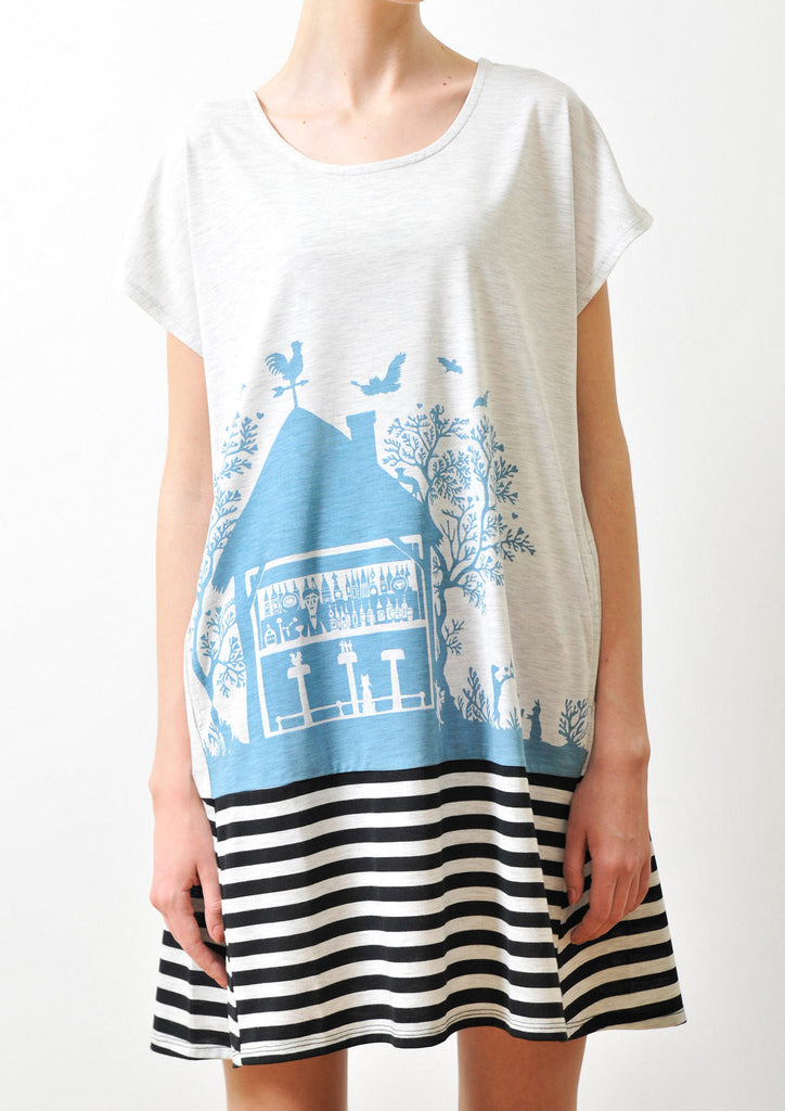 A Line Short Sleeve One-piece B(Bar Des Waldes)