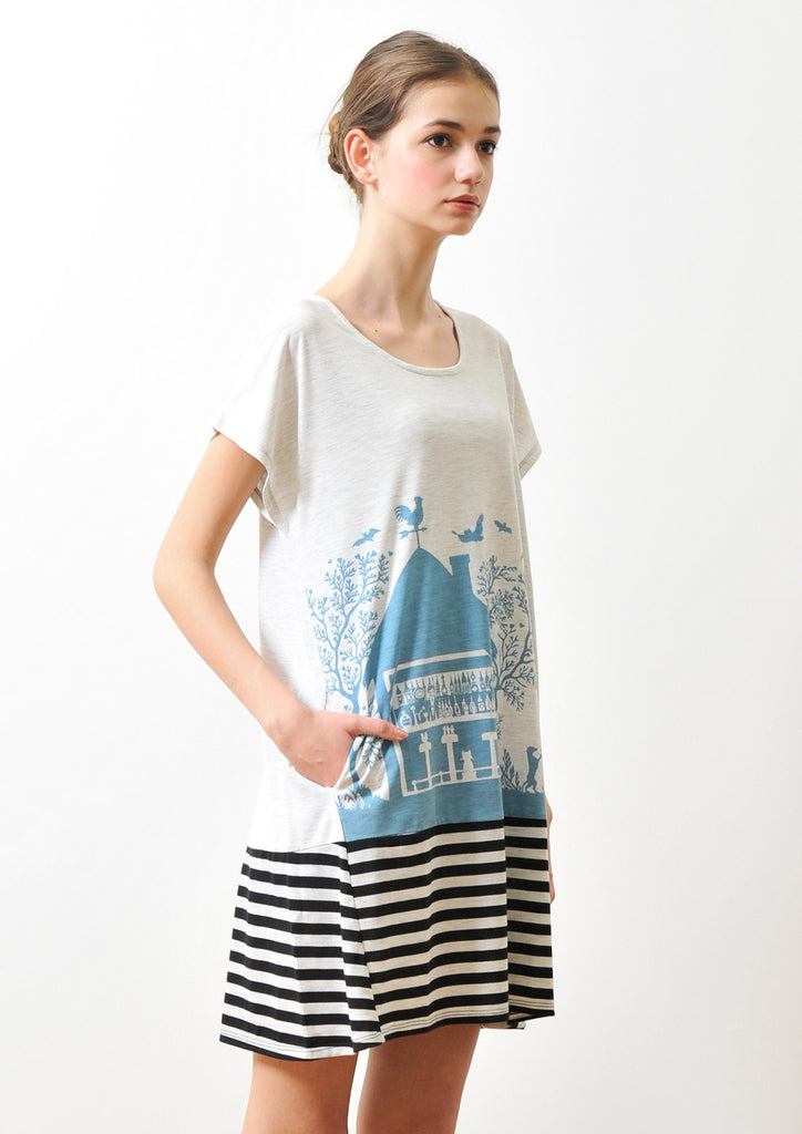A Line Short Sleeve One-piece B(Bar Des Waldes)