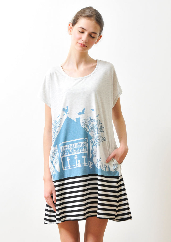 A Line Short Sleeve One-piece B(Bar Des Waldes)