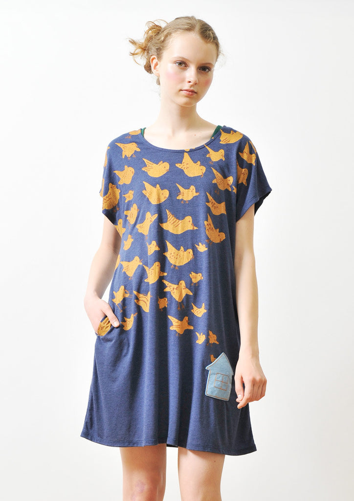 A Line Short Sleeve One-Piece (Bird House)