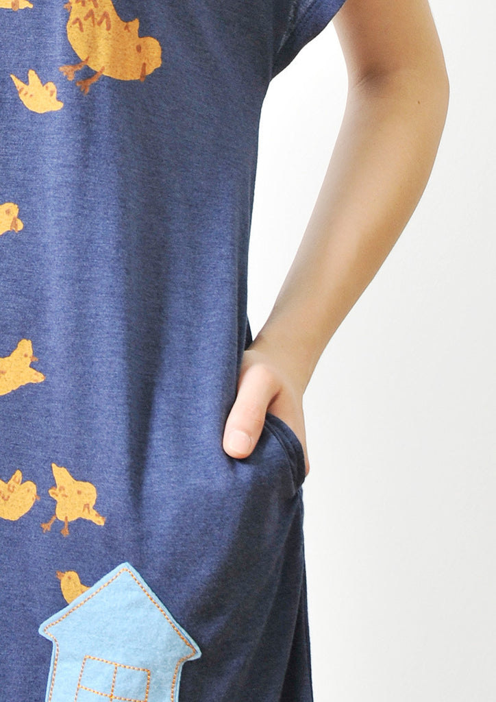 A Line Short Sleeve One-Piece (Bird House)
