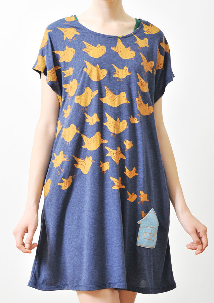 A Line Short Sleeve One-Piece (Bird House)