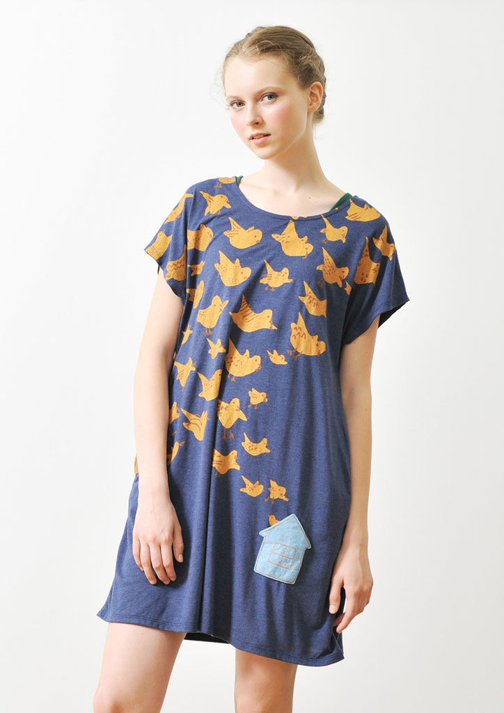 A Line Short Sleeve One-Piece (Bird House)