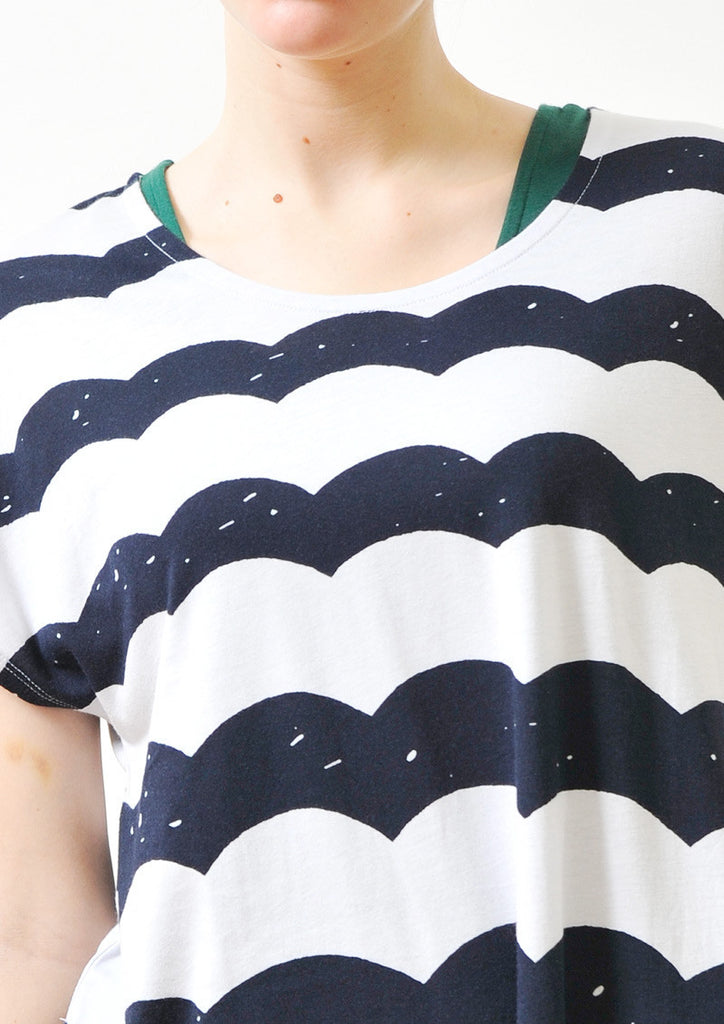 A Line Short Sleeve One-Piece (Wave)