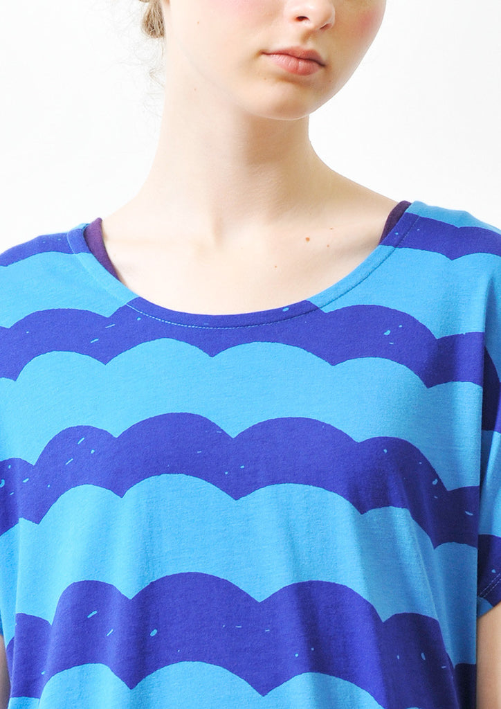 A Line Short Sleeve One-Piece (Wave)