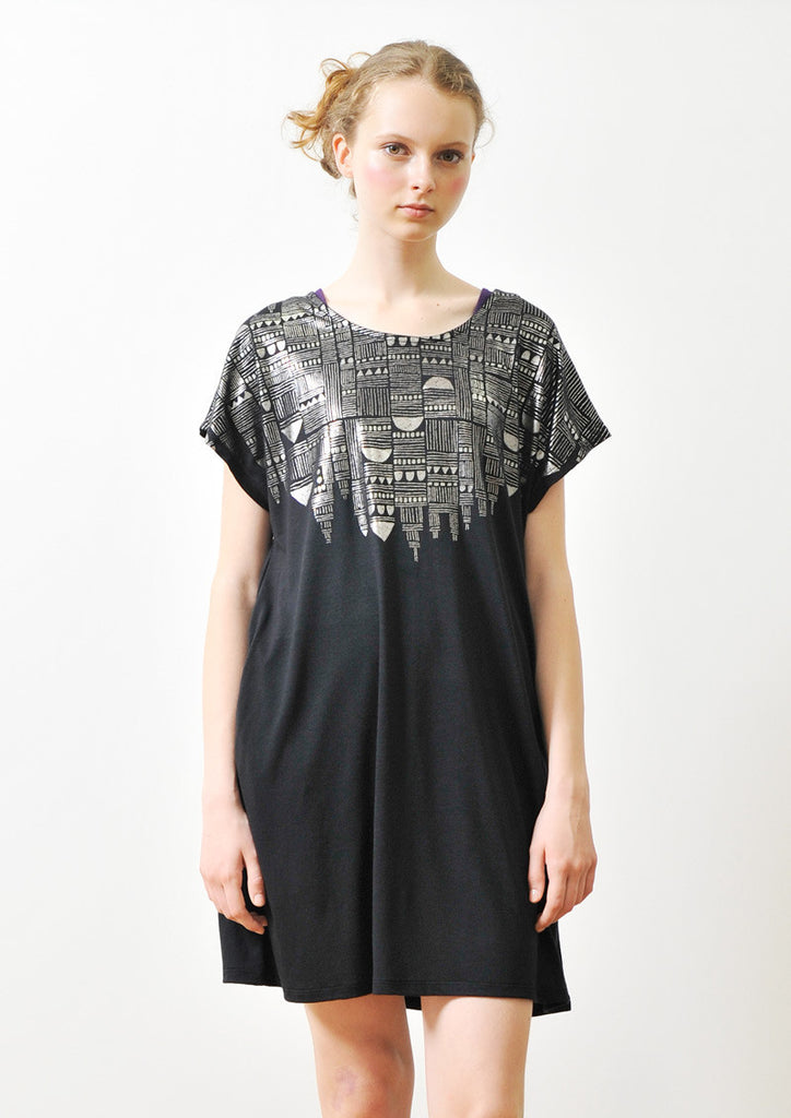 A Line Short Sleeve One-Piece (Geometric Castle)
