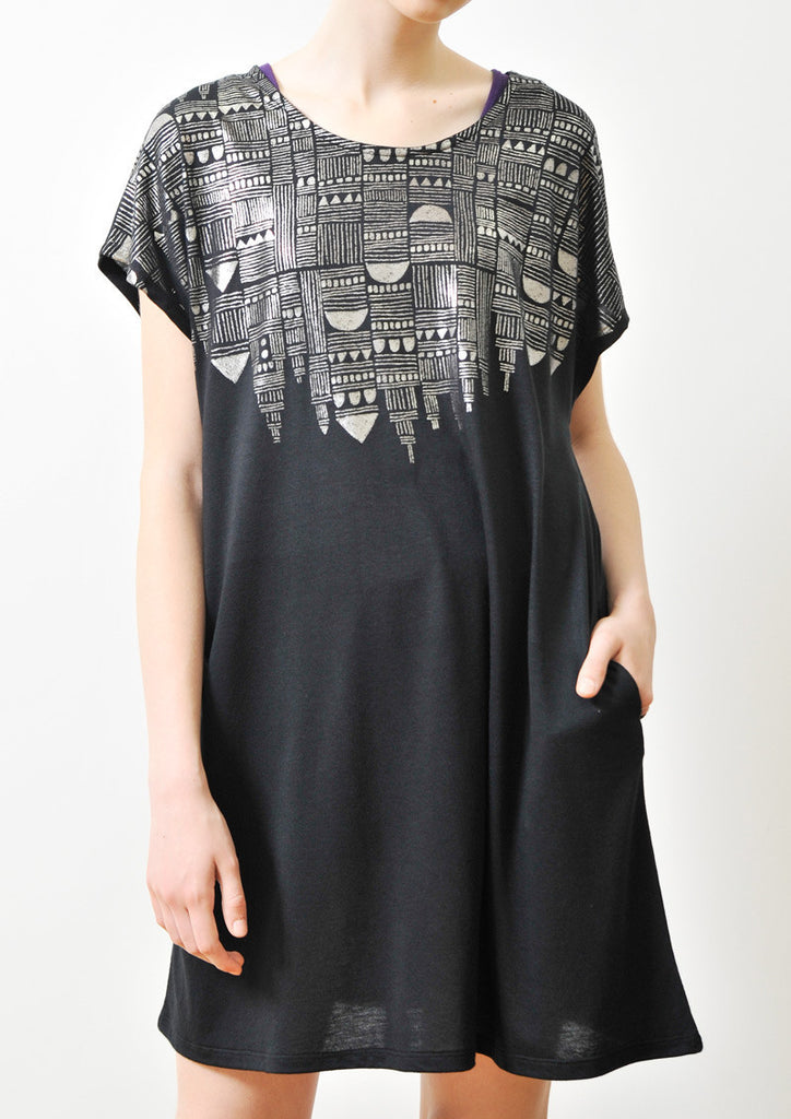 A Line Short Sleeve One-Piece (Geometric Castle)