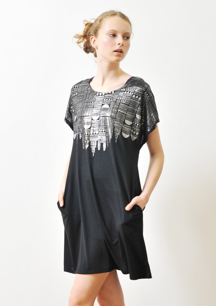 A Line Short Sleeve One-Piece (Geometric Castle)