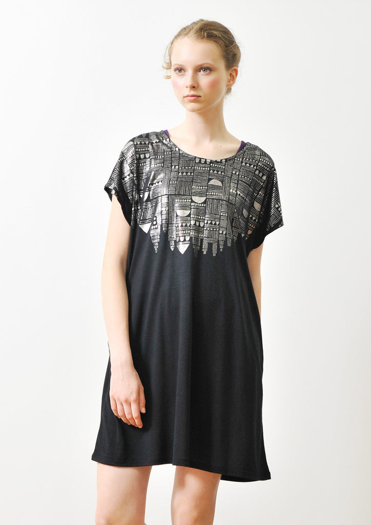 A Line Short Sleeve One-Piece (Geometric Castle)