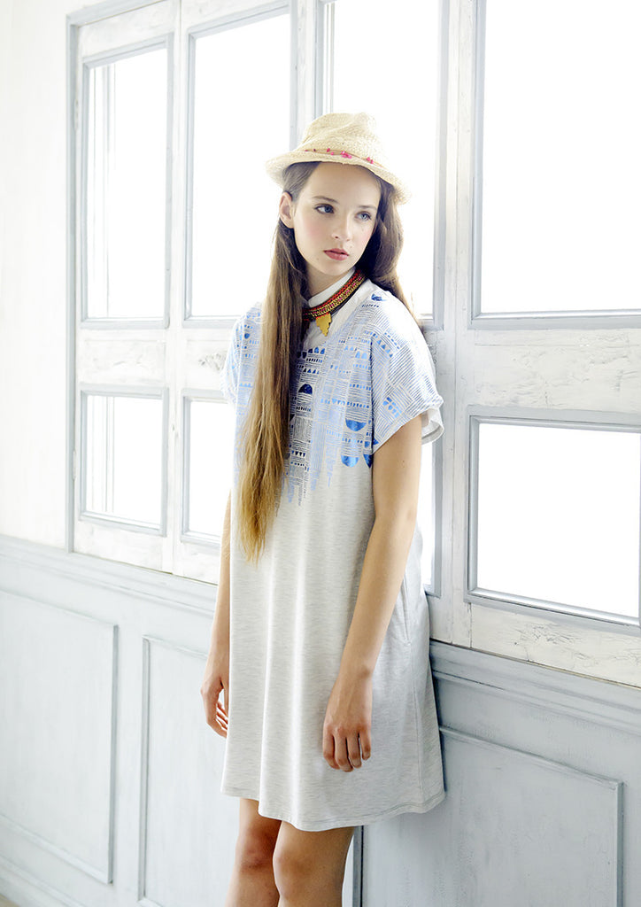 A Line Short Sleeve One-Piece (Geometric Castle)